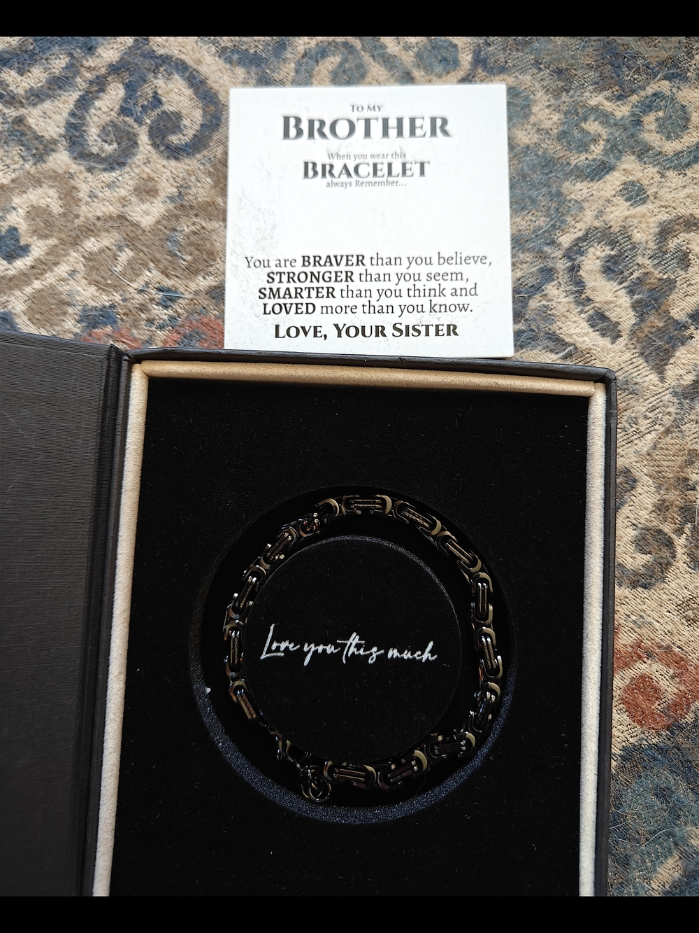 "Brother" Bracelet - Black Stainless Steel Link Bracelet
